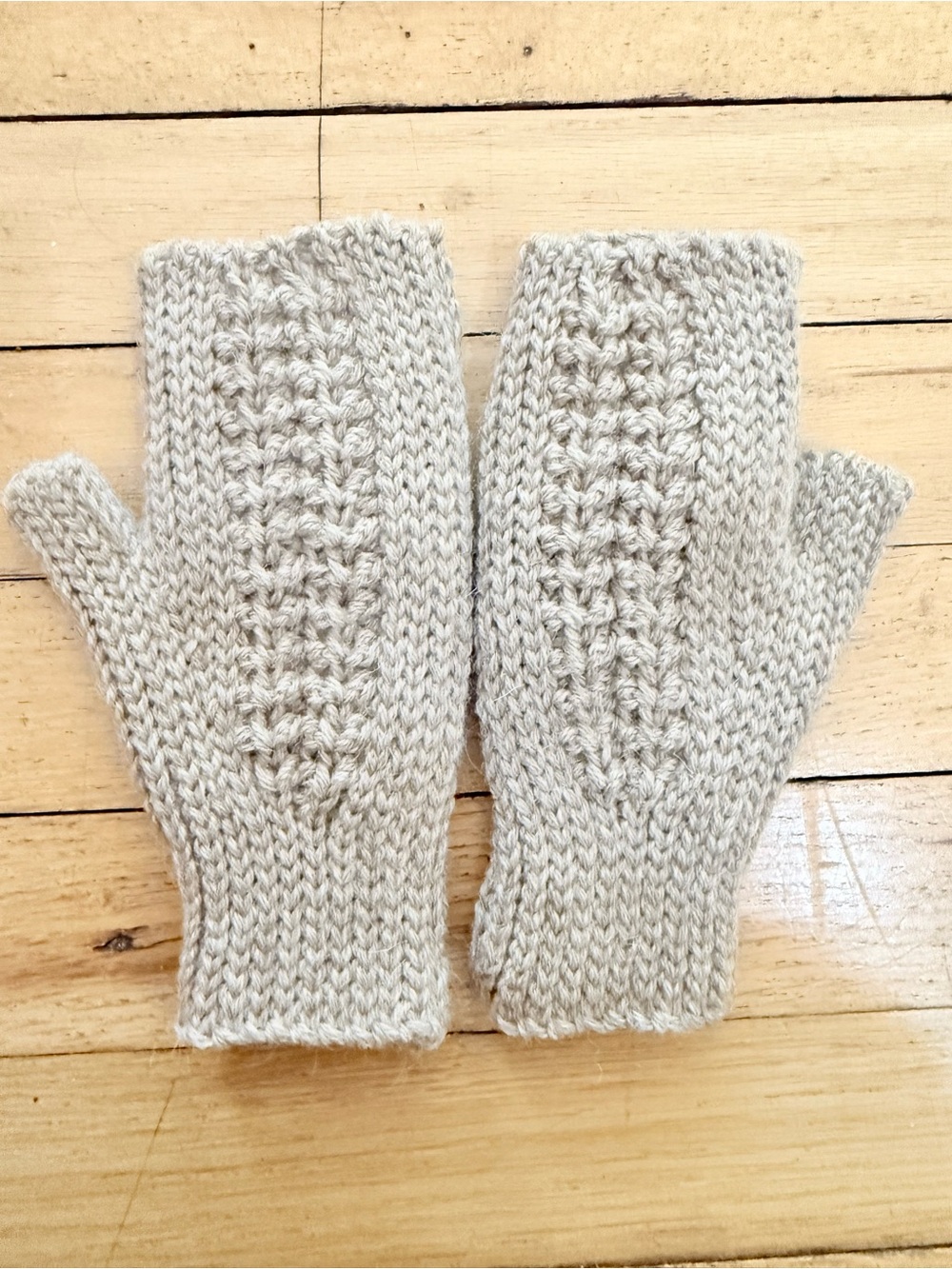 Hand-Crochet Light Tan Fingerless Mittens